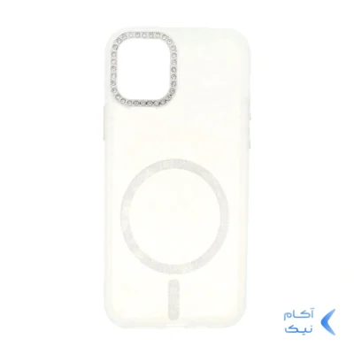 قاب ماربل طرح مگ سیف اکلیلی لنز نگین دار Apple iPhone 11 Pro - سفید - MPS