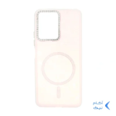 قاب ماربل طرح مگ سیف اکلیلی لنز نگین دار Xiaomi Redmi Note 12 4G - صورتی - MPS