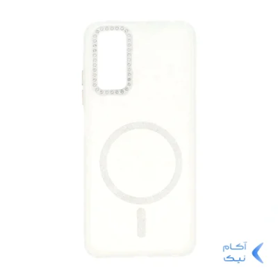 قاب ماربل طرح مگ سیف اکلیلی لنز نگین دار Xiaomi Redmi Note 12S / Xiaomi Redmi Note 11 4G / Redmi Note 11S - سفید - MPS