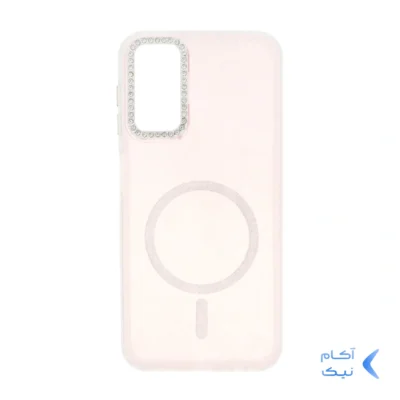 قاب ماربل طرح مگ سیف اکلیلی لنز نگین دار Samsung Galaxy A14 - صورتی - MPS