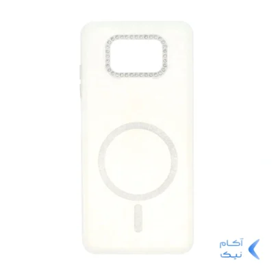 قاب ماربل طرح مگ سیف اکلیلی لنز نگین دار Xiaomi Poco X3 / Poco X3 Pro / Poco X3 NFC - سفید - MPS
