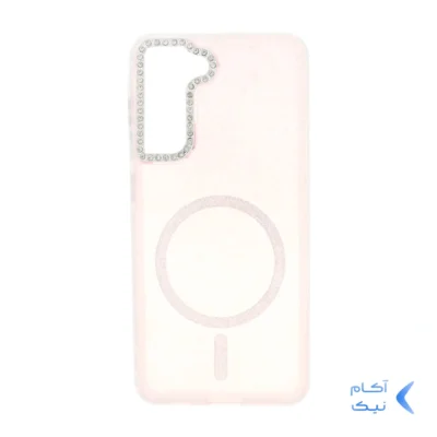 قاب ماربل طرح مگ سیف اکلیلی لنز نگین دار Samsung Galaxy S21 FE - صورتی - MPS