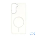 قاب ماربل طرح مگ سیف اکلیلی لنز نگین دار Samsung Galaxy S21 FE - سفید - MPS