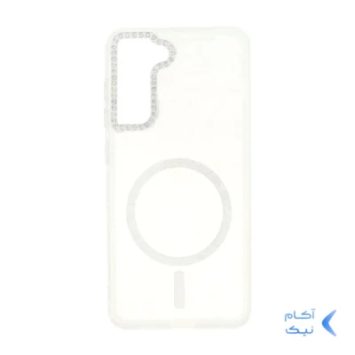قاب ماربل طرح مگ سیف اکلیلی لنز نگین دار Samsung Galaxy S21 FE - سفید - MPS