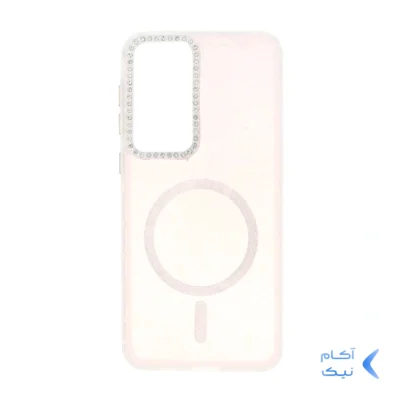 قاب ماربل طرح مگ سیف اکلیلی لنز نگین دار Samsung Galaxy A57 - صورتی - MPS