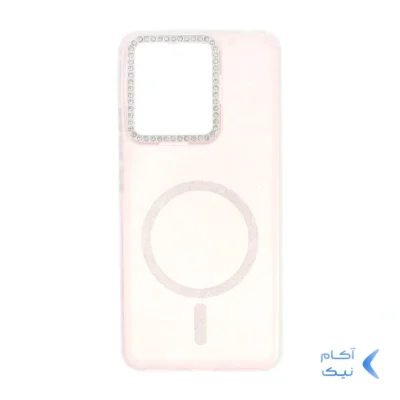 قاب ماربل طرح مگ سیف اکلیلی لنز نگین دار Xiaomi Redmi Note 13 4G - صورتی - MPS