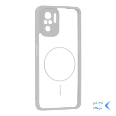 قاب پشت سخت شفاف محافظ لنزدار طرح مگ سیف دور رنگی Xiaomi Redmi Note 10 4G / Redmi Note 10S / Poco M5S - طوسی