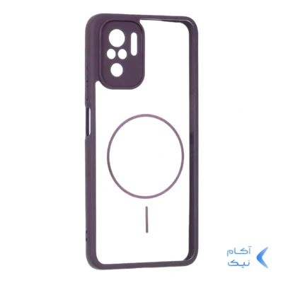 قاب پشت سخت شفاف محافظ لنزدار طرح مگ سیف دور رنگی Xiaomi Redmi Note 10 4G / Redmi Note 10S / Poco M5S - بنفش