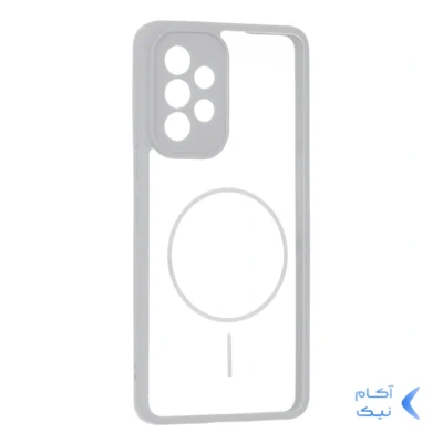 قاب پشت سخت شفاف محافظ لنزدار طرح مگ سیف دور رنگی Samsung Galaxy A53 - طوسی
