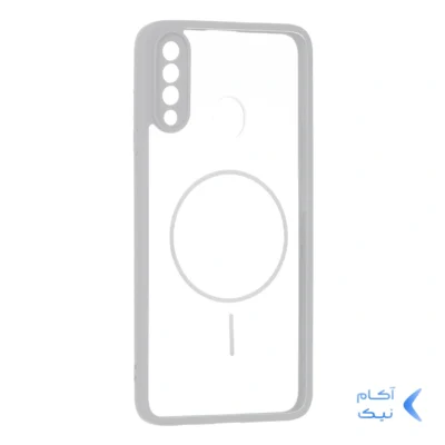 قاب پشت سخت شفاف محافظ لنزدار طرح مگ سیف دور رنگی Samsung Galaxy A20s - طوسی
