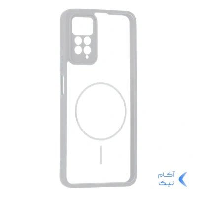 قاب پشت سخت شفاف محافظ لنزدار طرح مگ سیف دور رنگی Xiaomi Redmi Note 12 Pro 4G / Redmi Note 11 Pro - طوسی
