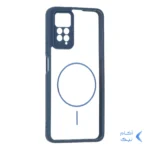قاب پشت سخت شفاف محافظ لنزدار طرح مگ سیف دور رنگی Xiaomi Redmi Note 12 Pro 4G / Redmi Note 11 Pro - سرمه ای