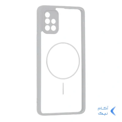 قاب پشت سخت شفاف محافظ لنزدار طرح مگ سیف دور رنگی Samsung Galaxy A51 / M40s - طوسی