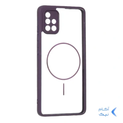 قاب پشت سخت شفاف محافظ لنزدار طرح مگ سیف دور رنگی Samsung Galaxy A51 / M40s - بنفش