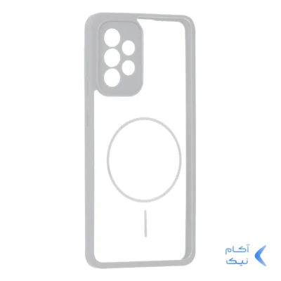 قاب پشت سخت شفاف محافظ لنزدار طرح مگ سیف دور رنگی Samsung Galaxy A52 / A52s - طوسی
