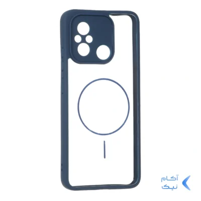 قاب پشت سخت شفاف محافظ لنزدار طرح مگ سیف دور رنگی Xiaomi Redmi 12C / Redmi 11A / Poco C55 - سرمه ای