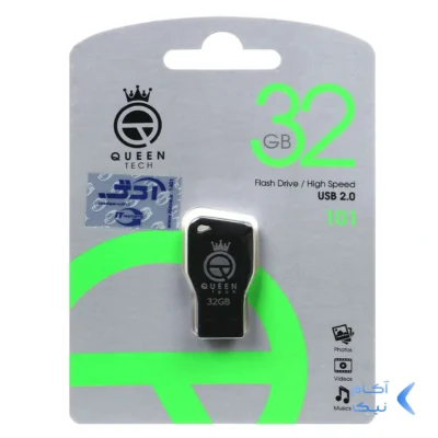 Queen tech-101 USB2.0 Flash Memory-32GB (گارانتی مادام العمر شرکت آی تین) مشکی