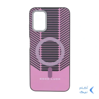 قاب Good Luck هاشور دار لنز کربن طرح مگ سیف Samsung Galaxy A03s / A02s - صورتی