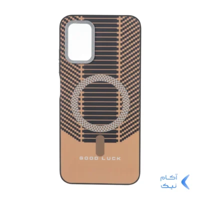 قاب Good Luck هاشور دار لنز کربن طرح مگ سیف Samsung Galaxy A03s / A02s - نارنجی