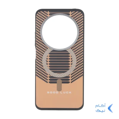 قاب Good Luck هاشور دار لنز کربن طرح مگ سیف Xiaomi Redmi 14C / Redmi A3 Pro / Redmi A4 / Poco C75 - نارنجی