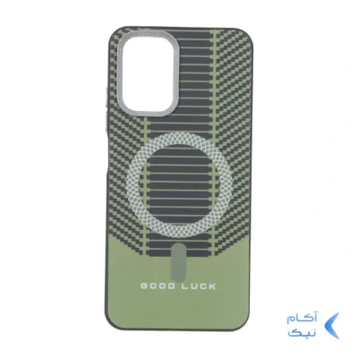 قاب Good Luck هاشور دار لنز کربن طرح مگ سیف Xiaomi Redmi Note 10 4G / Redmi Note 10S / Poco M5S - سبز زیتونی
