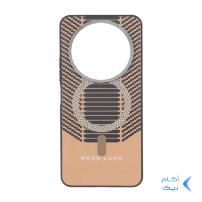 قاب Good Luck هاشور دار لنز کربن طرح مگ سیف Xiaomi Redmi A3 / A3x / Poco C61 - نارنجی