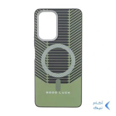 قاب Good Luck هاشور دار لنز کربن طرح مگ سیف Xiaomi Redmi Note 10 Pro 4G / Redmi Note 10 Pro Max - سبز زیتونی