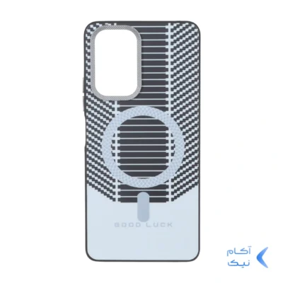قاب Good Luck هاشور دار لنز کربن طرح مگ سیف Xiaomi Redmi Note 10 Pro 4G / Redmi Note 10 Pro Max - سفید