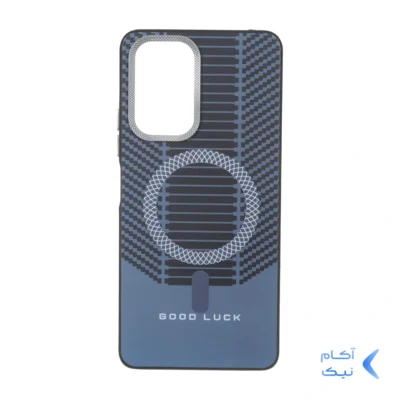 قاب Good Luck هاشور دار لنز کربن طرح مگ سیف Xiaomi Redmi Note 10 Pro 4G / Redmi Note 10 Pro Max - آبی