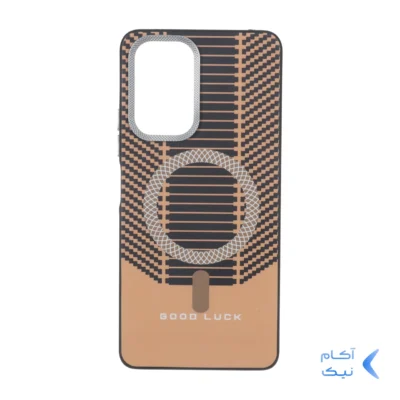 قاب Good Luck هاشور دار لنز کربن طرح مگ سیف Xiaomi Redmi Note 10 Pro 4G / Redmi Note 10 Pro Max - نارنجی