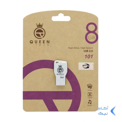 Queen tech-101 USB2.0 Flash Memory-8GB (گارانتی مادام العمر شرکت آی تین) سفید