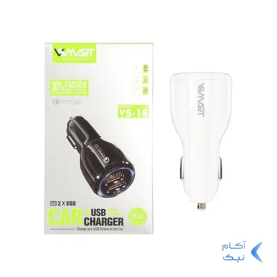شارژر فندکی فست دو پورت V-Smart مدل VS-16 - سفید - BSA