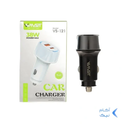 شارژر فندکی فست دو پورت V-Smart مدل VS-121 38W - مشکی - BSA