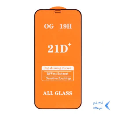 محافظ صفحه نمایش شیشه ای Apple iPhone 12 Pro Max - Full Cover 21D -(بدون پک) - مشکی