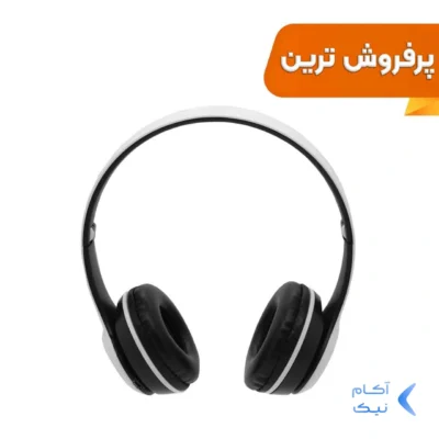 هدفون بی سیم مدل P47-سفید مشکی (پک ضعیف)