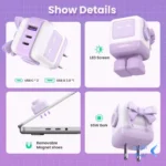 شارژر دیواری PD و فست سه پورت UGREEN مدل Robot Gan Uno RG CD361-35855 65W - آبی (گارانتی 18 ماهه آسان پیشرو)