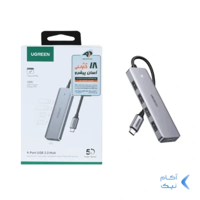 هاب 4 پورت UGREEN Type-C to Type-C مدل CM219-70336 - خاکستری (گارانتی 18 ماهه آسان پیشرو)
