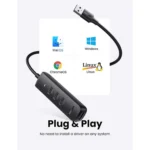 هاب 4 پورت UGREEN USB3.0 مدل CM416-10915 - مشکی (گارانتی 18 ماهه آسان پیشرو)