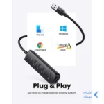 هاب 4 پورت UGREEN USB3.0 مدل 80657-CM416 - مشکی (گارانتی 18 ماهه آسان پیشرو)