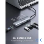 هاب 5 پورت UGREEN مدل 60812-CM266 - خاکستری (گارانتی 18 ماهه آسان پیشرو)