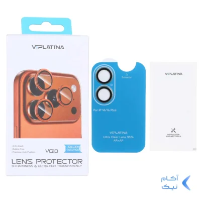 محافظ لنز رینگی اورجینال VIPLATINA شابلون دار Apple iPhone 16 / iPhone 16 Plus - سبز (پک دار)