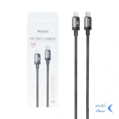 کابل شارژ فست Yesido Type-C To Lightning مدل CA602 27W - مشکی (گارانتی 18 ماهه تعویض نیکان همراه)