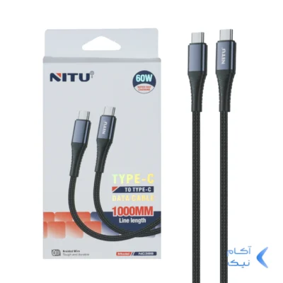 کابل شارژ فست Nitu Type-C To Type-C مدل NC388 60W - مشکی (گارانتی 18 ماهه تعویض نیکان همراه)