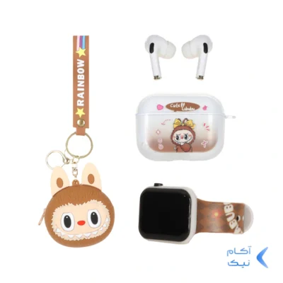 پک ساعت و ایرفون بی سیم Labubu مدل TWS-S04 - قهوه ای