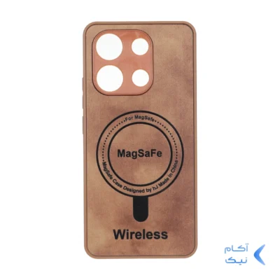 قاب Wireless طرح مگ سیف محافظ لنز برجسته Xiaomi Redmi Note 13 4G - عسلی