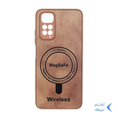 قاب Wireless طرح مگ سیف محافظ لنز برجسته Xiaomi Redmi Note 11 4G / Redmi Note 11S - عسلی