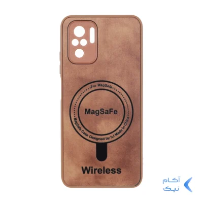 قاب Wireless طرح مگ سیف محافظ لنز برجسته Xiaomi Redmi Note 10 4G / Redmi Note 10S / Poco M5S - عسلی