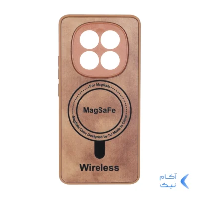 قاب Wireless طرح مگ سیف محافظ لنز برجسته Xiaomi Redmi Note 15 - عسلی