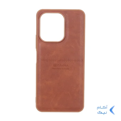قاب طرح چرم Puloka خط دار Xiaomi Redmi 13X / Redmi 13 4G / Poco M6 4G - قهوه ای