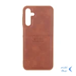 قاب طرح چرم Puloka خط دار Samsung Galaxy A15 - قهوه ای